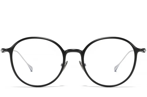 Lunettes ovales en titane noir #BS1913-0498