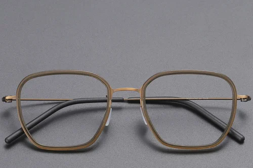 Lunettes rectangulaires en titane brun #BS1913-0508
