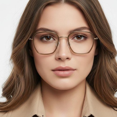 Lunettes rectangulaires en titane brun #BS1913-0508