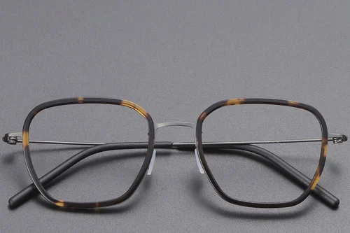 Lunettes rectangulaires en titane écaille de tortue #BS1913-0509