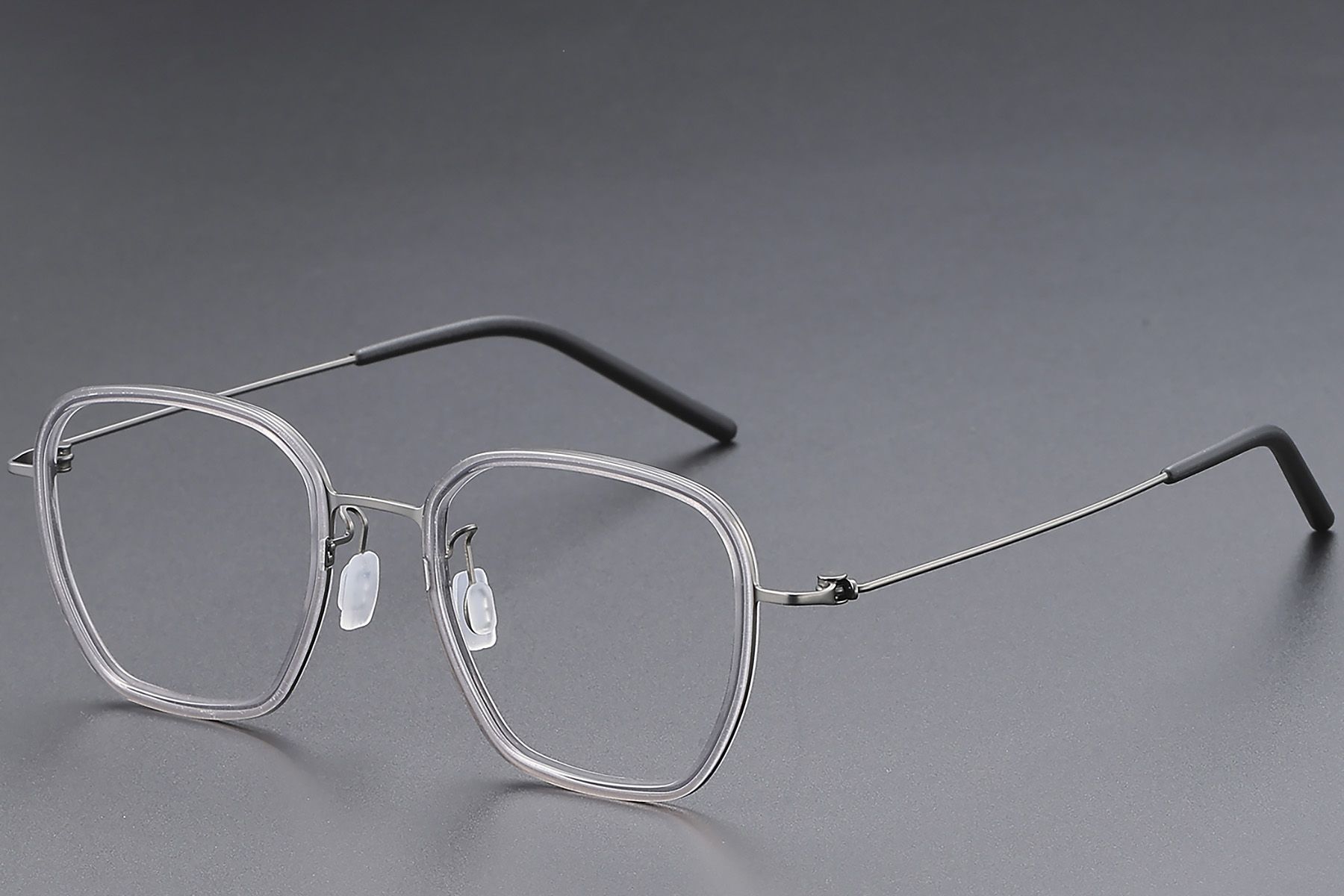 Rectangular Gray Titanium Glasses #BS1913-0510
