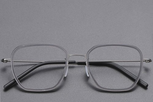 Lunettes rectangulaires en titane gris #BS1913-0510