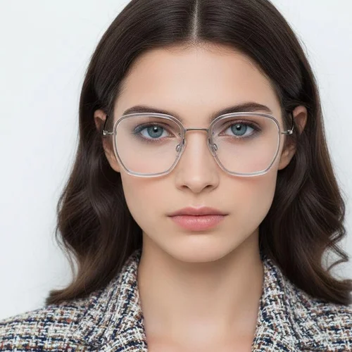 Lunettes rectangulaires en titane gris #BS1913-0510