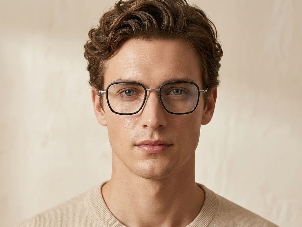Rectangular Black Titanium Glasses #BS1913-0511