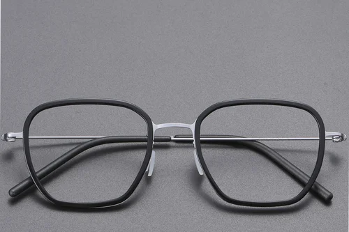 Lunettes rectangulaires en titane noir #BS1913-0511