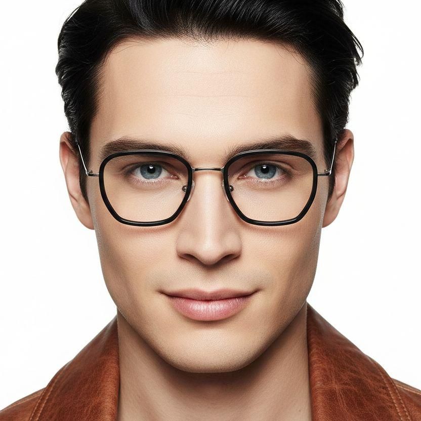 Rectangular Black Titanium Glasses #BS1913-0511