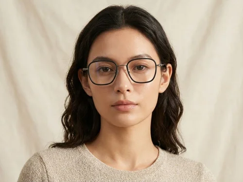 Lunettes rectangulaires en titane noir #BS1913-0512