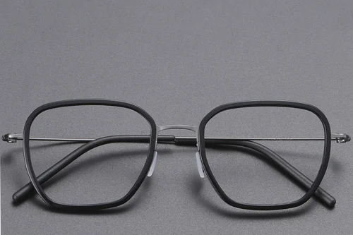 Lunettes rectangulaires en titane noir #BS1913-0512