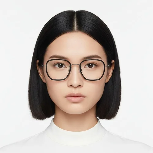 Lunettes rectangulaires en titane noir #BS1913-0512