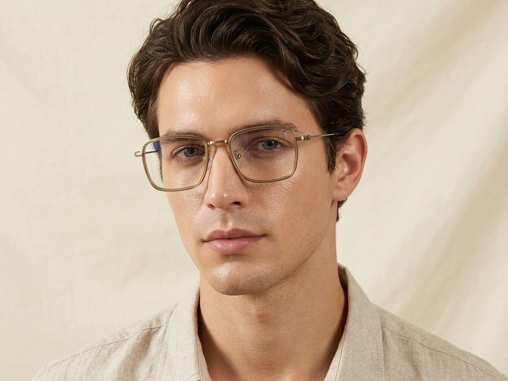 Rectangular Brown Titanium Glasses #BS1913-0514