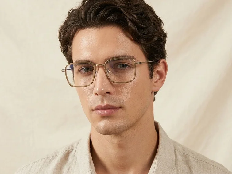 Rectangular Brown Titanium Glasses #BS1913-0514