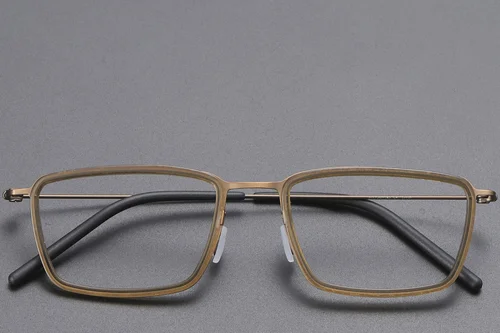 Lunettes rectangulaires en titane brun #BS1913-0514