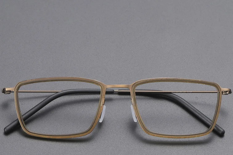 Rectangular Brown Titanium Glasses #BS1913-0514