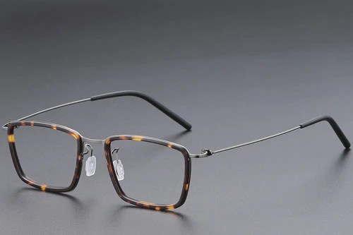 Rectangular Tortoiseshell Titanium Glasses #BS1913-0515