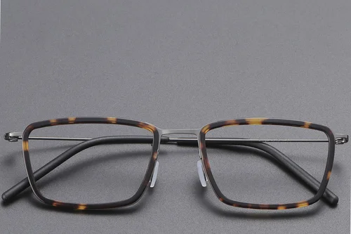 Lunettes rectangulaires en titane écaille de tortue #BS1913-0515