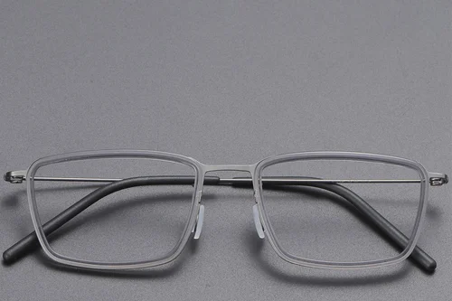 Lunettes rectangulaires en titane gris #BS1913-0516