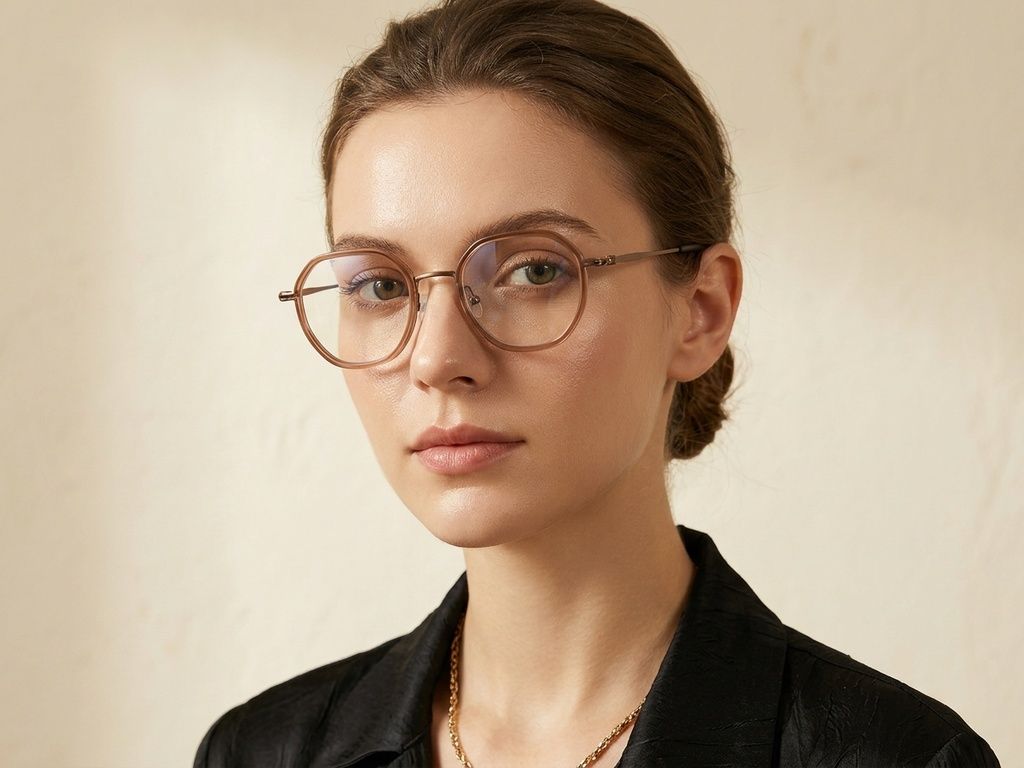 Geometric Brown Titanium Glasses #BS1913-0518
