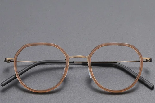 Lunettes géométriques en titane brun #BS1913-0518
