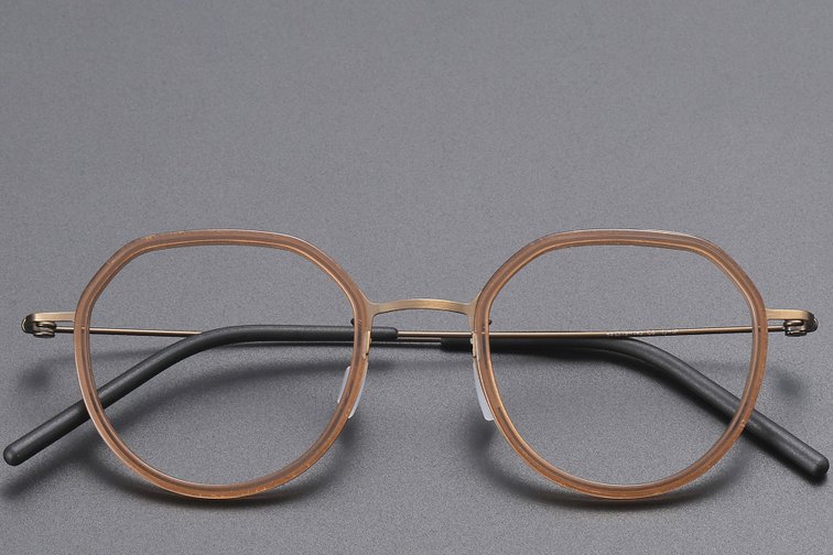 Geometric Brown Titanium Glasses #BS1913-0518
