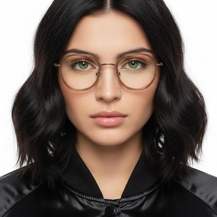 Geometric Brown Titanium Glasses #BS1913-0518