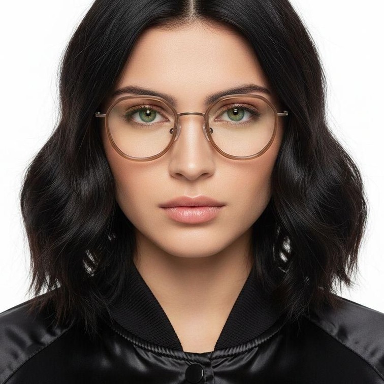 Geometric Brown Titanium Glasses #BS1913-0518