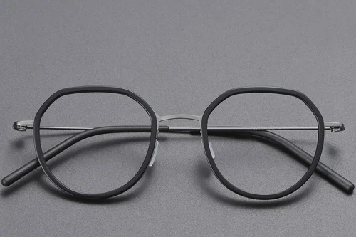 Lunettes géométriques en titane noir #BS1913-0520