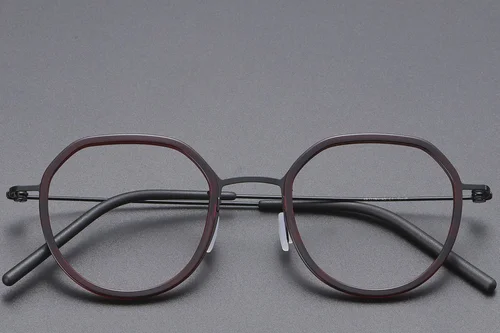 Lunettes géométriques en titane rouge #BS1913-0521