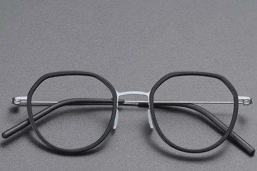 Lunettes géométriques en titane noir #BS1913-0522
