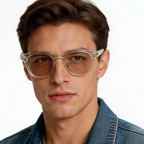 Lunettes de soleil ovales en acétate marron #BS1913-0523