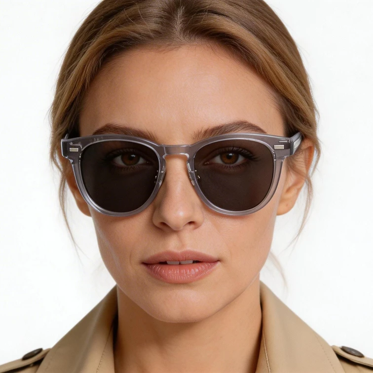 Oval Grey Acetate Sunglasses #BS1913-0524