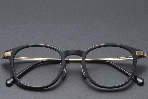Lunettes ovales en titane noir #BS1913-0526