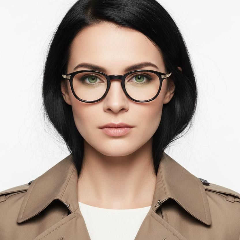 Lunettes ovales en titane noir #BS1913-0526