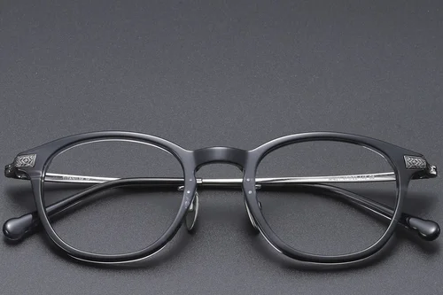 Lunettes ovales en titane gris #BS1913-0528