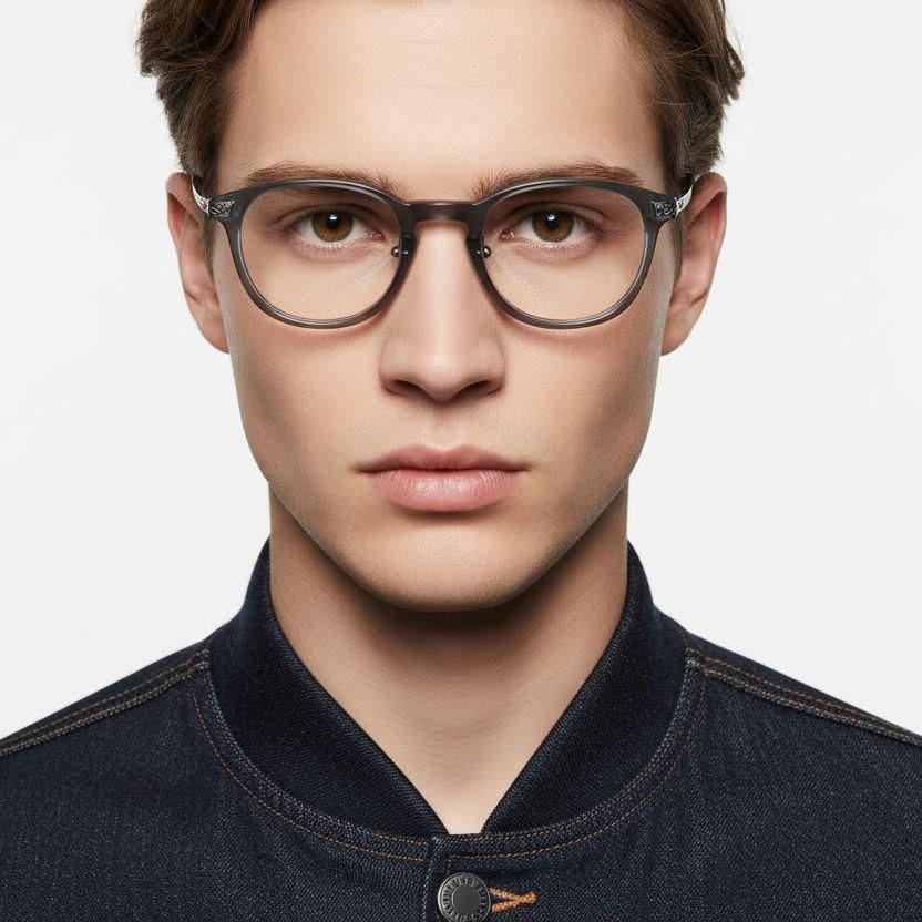 Oval Gray Titanium Glasses #BS1913-0528