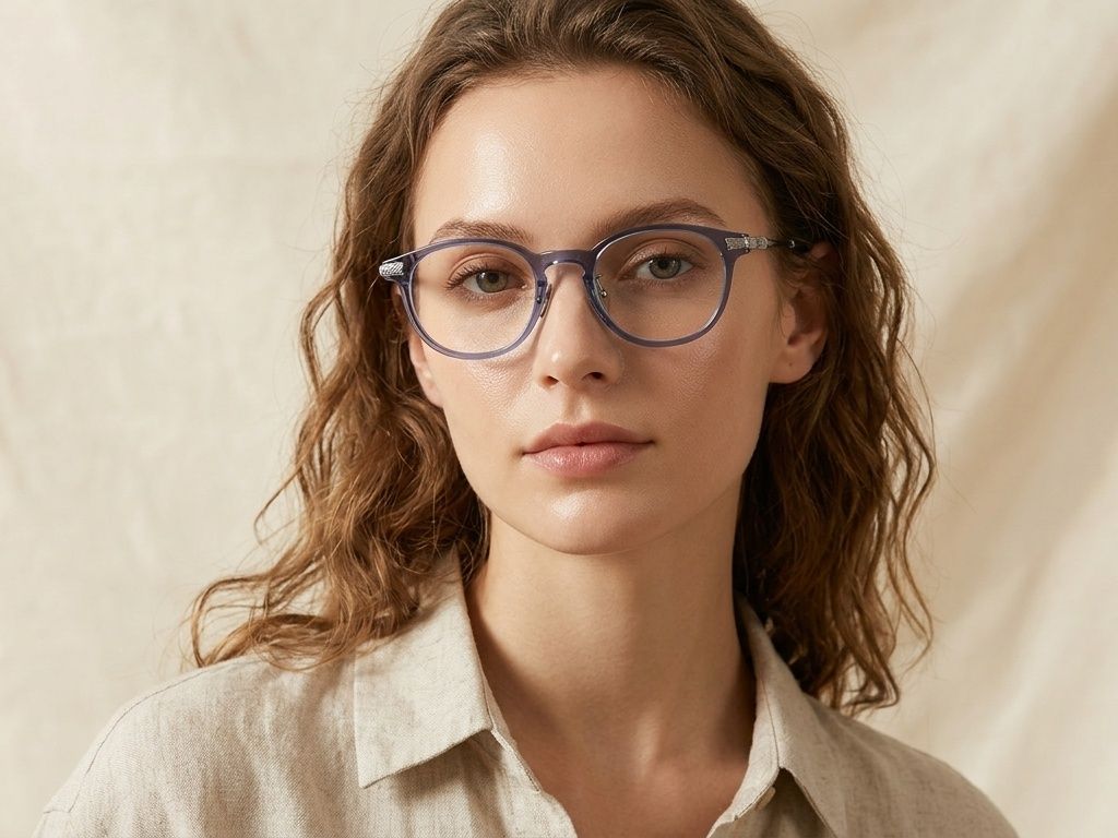 Oval Blue Titanium Glasses #BS1913-0530