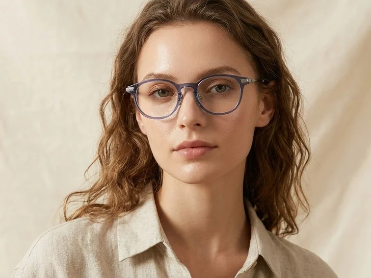 Oval Blue Titanium Glasses #BS1913-0530