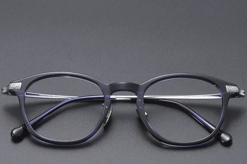 Lunettes ovales en titane bleu #BS1913-0530
