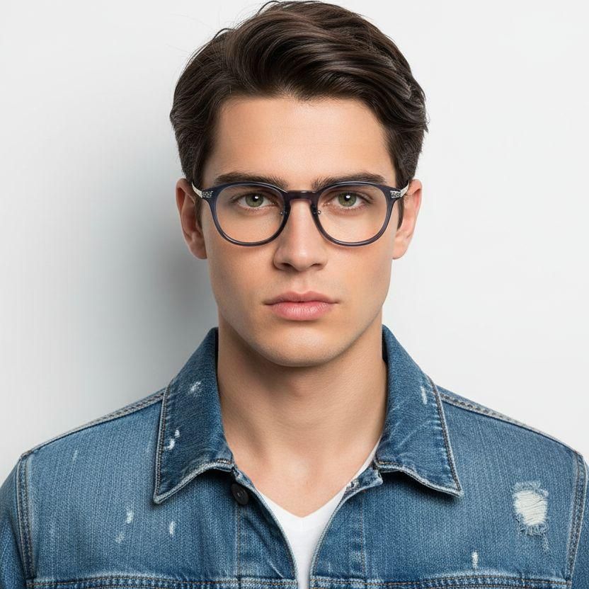 Oval Blue Titanium Glasses #BS1913-0530