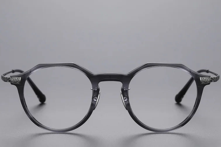 Lunettes ovales en titane gris #BS1913-0531