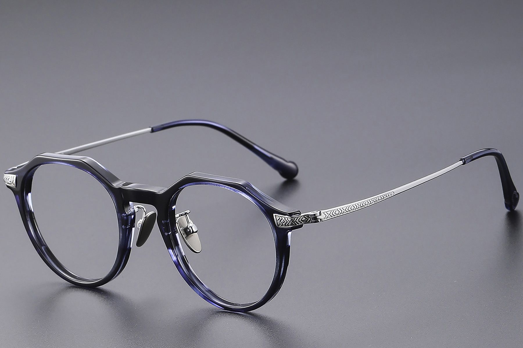 Oval Blue Titanium Glasses #BS1913-0532