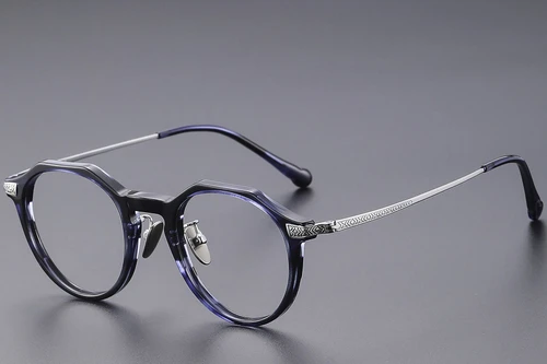 Gafas ovaladas de titanio azul #BS1913-0532