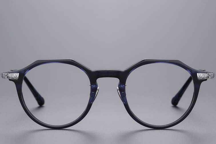 Oval Blue Titanium Glasses #BS1913-0532