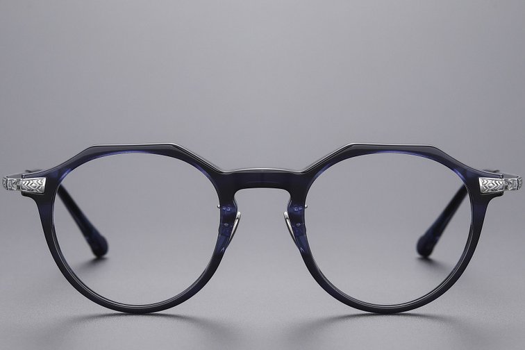 Gafas ovaladas de titanio azul #BS1913-0532