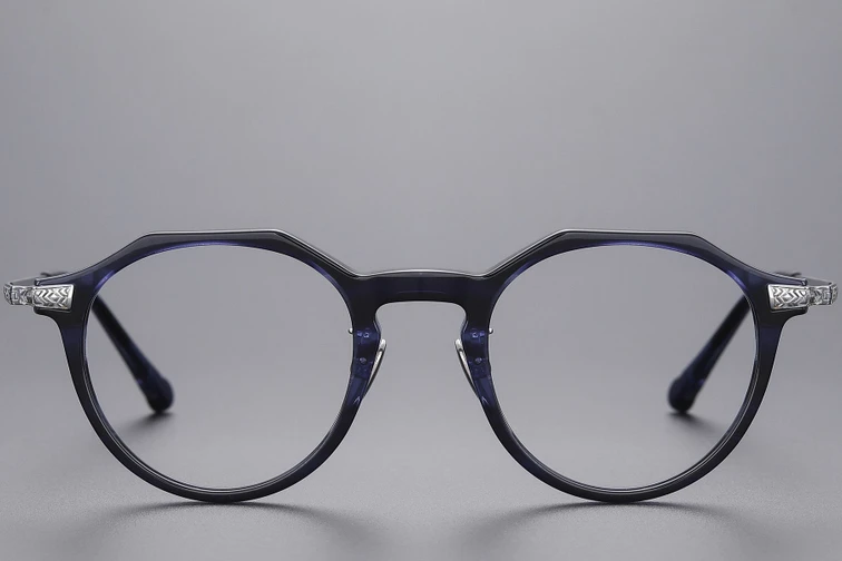 Ovale blaue Titanbrille #BS1913-0532