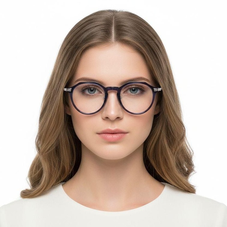 Ovale blaue Titanbrille #BS1913-0532