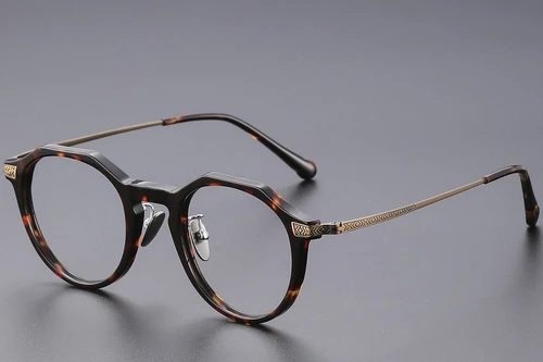 Oval Tortoiseshell Titanium Glasses #BS1913-0533