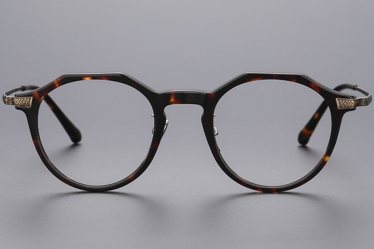 Ovale titanium bril met schildpadmotief #BS1913-0533