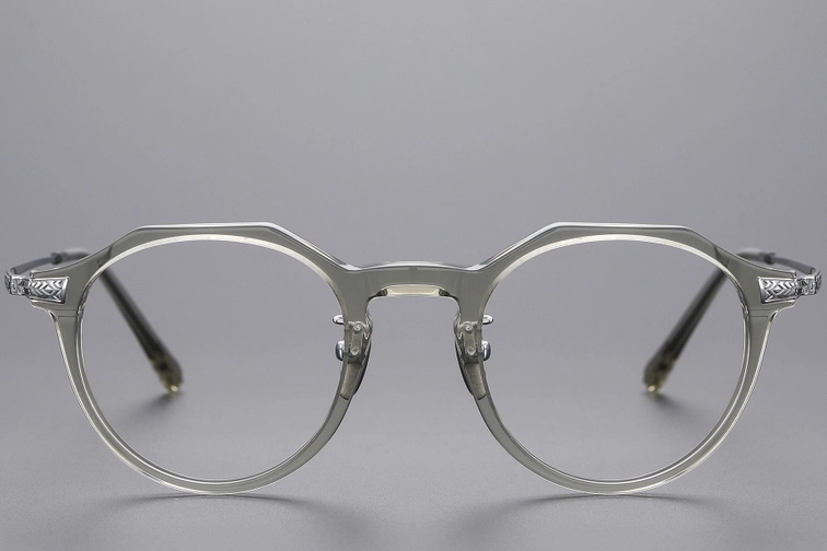 Lunettes ovales en titane vert #BS1913-0534