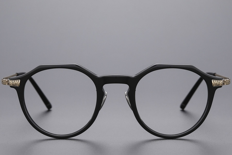 Oval Black Titanium Glasses #BS1913-0535