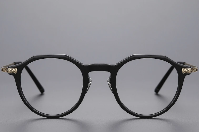 Gafas ovaladas de titanio negro #BS1913-0535